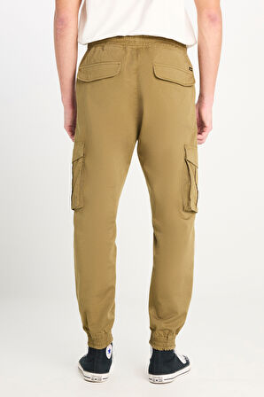 Regular Fit Normal Kesim Ribanalı Paça Kargo Cepli Haki Jogger Pantolon