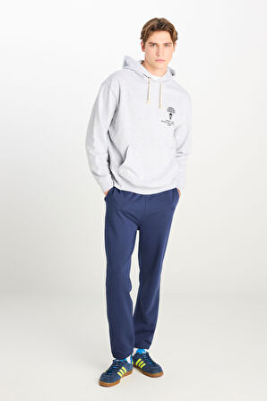 Regular Fit Normal Kesim Normal Bel Ribanalı Paça Lacivert Sweatpant Jogger
