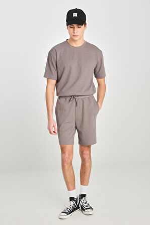 Relaxed Fit Geniş Kesim Normal Bel Pamuklu Gri Sweatşort