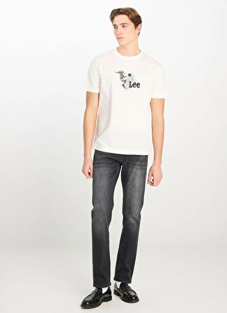 Lee Bisiklet Yaka Ekru Erkek T-Shirt L2510323102 Regular Fit Grafik