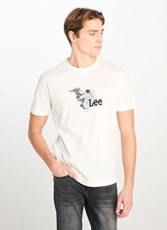 Lee Bisiklet Yaka Ekru Erkek T-Shirt L2510323102 Regular Fit Grafik