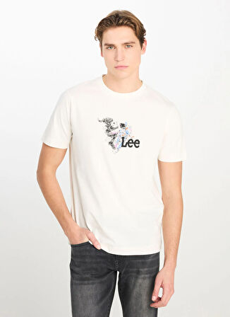 Lee Bisiklet Yaka Ekru Erkek T-Shirt L2510323102 Regular Fit Grafik