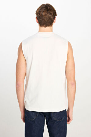 Lee Erkek Relaxed Fit Baskılı Beyaz Kolsuz T-Shirt - L2510545102