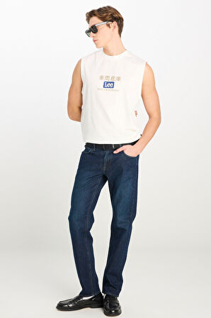 Lee Erkek Relaxed Fit Baskılı Beyaz Kolsuz T-Shirt - L2510545102