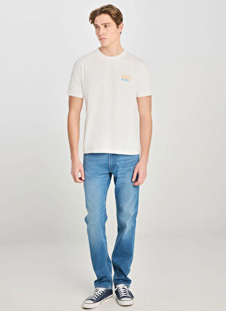 Lee Bisiklet Yaka Ekru Erkek T-Shirt LD725771543 Regular Fit Grafik