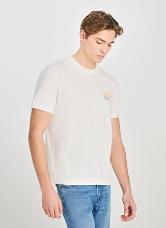 Lee Bisiklet Yaka Ekru Erkek T-Shirt LD725771543 Regular Fit Grafik