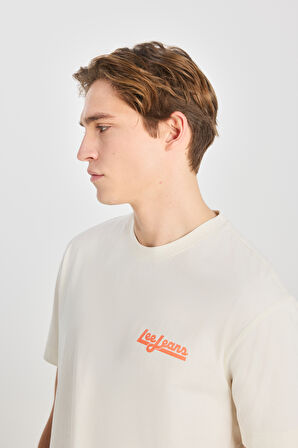Lee Erkek Relaxed Fit %100 Pamuk Sırt Baskılı Bisiklet Yaka T-Shirt - LM828731543