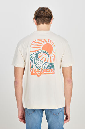 Lee Erkek Relaxed Fit %100 Pamuk Sırt Baskılı Bisiklet Yaka T-Shirt - LM828731543