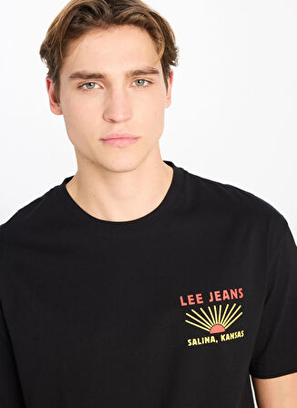 Lee Bisiklet Yaka Siyah Erkek T-Shirt LM828731520 Relaxed Fit Grafik