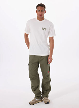 Lee Bisiklet Yaka Ekru Erkek T-Shirt LM828731923 Relaxed Fit Grafik