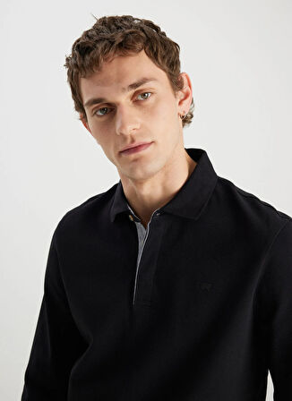 Wrangler Siyah Erkek Polo T-Shirt W2510683001 Uzun Kol Polo T-shirt