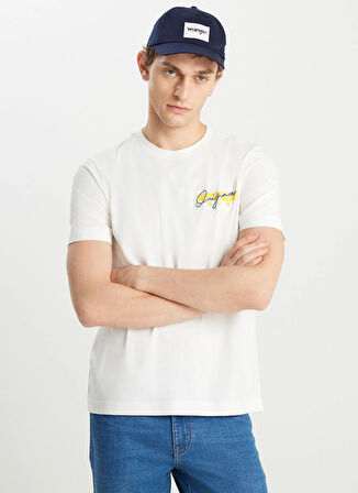 Wrangler Bisiklet Yaka Ekru Erkek T-Shirt W2510748102 Regular Fit Grafik