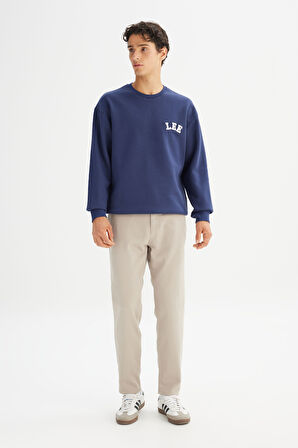 Pamuklu Relaxed Fit Bisiklet Yaka İçi Polarlı Logo Detaylı Sweatshirt