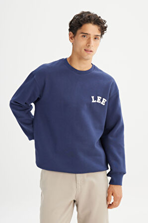 Pamuklu Relaxed Fit Bisiklet Yaka İçi Polarlı Logo Detaylı Sweatshirt