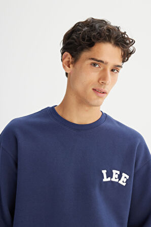 Pamuklu Relaxed Fit Bisiklet Yaka İçi Polarlı Logo Detaylı Sweatshirt