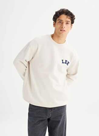 Lee Bisiklet Yaka Bej Erkek Sweatshırt L242547755 Bej Sweatshirt
