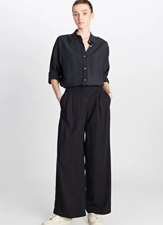 Wrangler Yüksek Bel Relaxed Siyah Kadın Pantolon W2510473001-Bol Paça Tencel Pantolo
