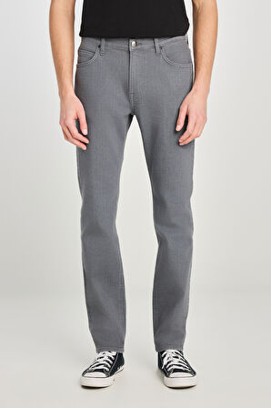 Rider Slim Fit Dar Kesim Normal Bel Gri Pamuklu Esnek Denim Pantolon