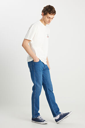 Texas Slim Fit Dar Kesim Normal Bel Dar Paça Açık Mavi Pamuklu Esnek Denim Pantolon