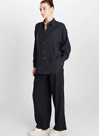 Wrangler Loose Fit Gömlek Yaka Siyah Kadın Gömlek W2510769001-Relaxed Fit Gömlek