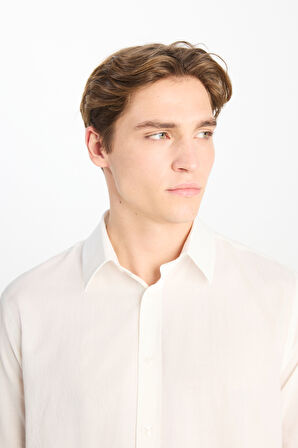 %100 Pamuk Regular Fit Normal Kesim Beyaz Gömlek