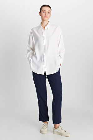 Loose Fit Rahat Kesim Beyaz Gömlek