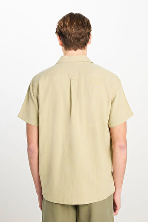 %100 Pamuk Relaxed Fit Geniş Kesim Açık Yeşil Gömlek