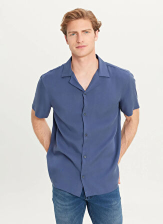 Wrangler Relaxed Lacivert Erkek Gömlek W2510722410 Relaxed Fit Tencel