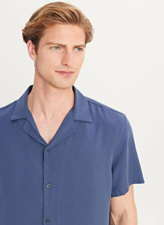 Wrangler Relaxed Lacivert Erkek Gömlek W2510722410 Relaxed Fit Tencel