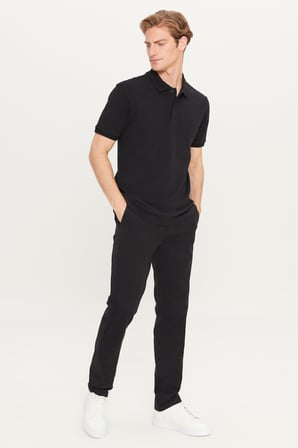 %100 Pamuk Regular Fit Normal Kesim Siyah Polo Yaka Tişört