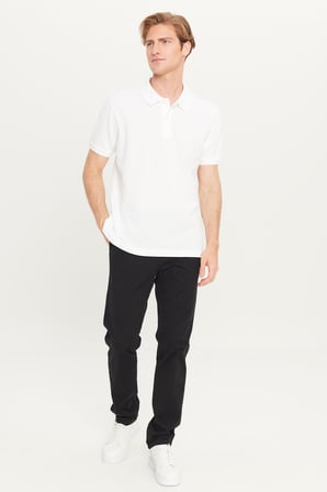 %100 Pamuk Regular Fit Normal Kesim Beyaz Polo Yaka Tişört