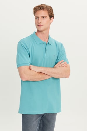 %100 Pamuk Regular Fit Normal Kesim Mint Yeşili Polo Yaka Tişört