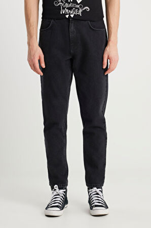%100 Pamuk Frank Relaxed Fit Geniş Kesim Siyah Jean Denim Pantolon