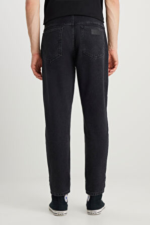 %100 Pamuk Frank Relaxed Fit Geniş Kesim Siyah Jean Denim Pantolon