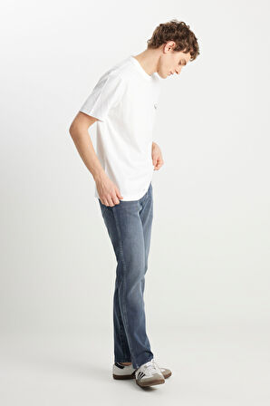 %100 Pamuk Frank Relaxed Fit Geniş Kesim Açık Gri Jean Denim Pantolon