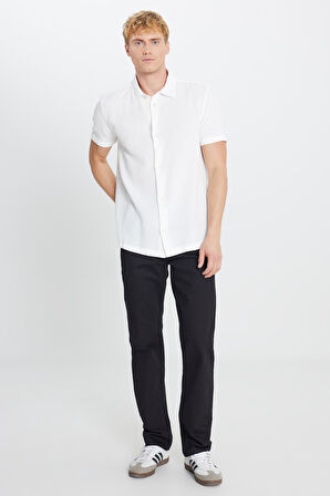 %100 Pamuk Relaxed Fit Geniş Kesim Kırık Beyaz Gömlek