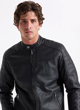 Lee Siyah Erkek Deri Ceket CHL242469001 Siyah Deri Ceket