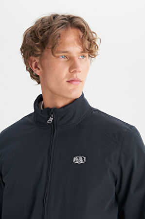 Relaxed Fit Rahat Kesim Dik Yaka İnce Bomber Ceket