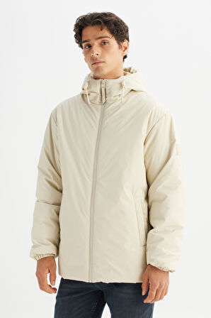 Regular Fit Normal Kesim Kapüşonlu Cepli Casual Mont