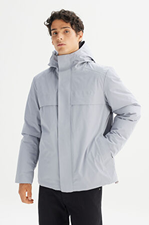 Relaxed Fit Rahat Kesim Kapüşonlu Cepli Şişme Mont