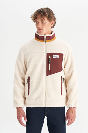Regular Fit Normal Kesim Dik Yaka Tam Fermuarlı Cepli Sherpa Sweatshirt Polar