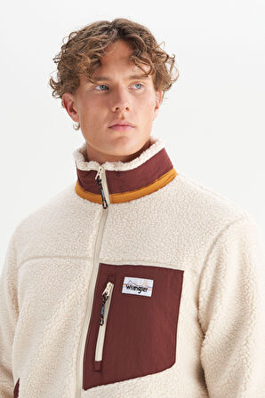 Regular Fit Normal Kesim Dik Yaka Tam Fermuarlı Cepli Sherpa Sweatshirt Polar