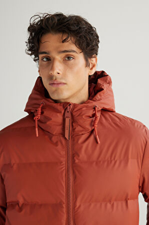 Regular Fit Normal Kesim Kapüşonlu Cepli Şişme Puffer Mont