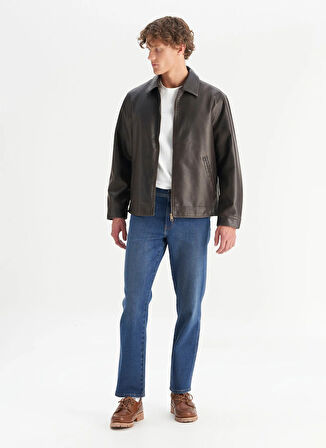 Wrangler Koyu Kahve Erkek Deri Ceket W252043924 Kahverengi Deri Ceket