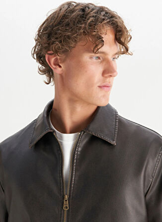 Wrangler Koyu Kahve Erkek Deri Ceket W252043924 Kahverengi Deri Ceket