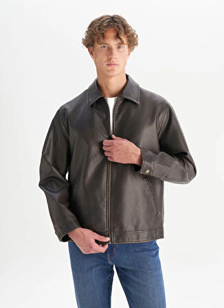 Wrangler Koyu Kahve Erkek Deri Ceket W252043924 Kahverengi Deri Ceket