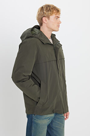 Relaxed Fit Rahat Kesim Kapüşonlu Cepli Şişme Puffer Mont