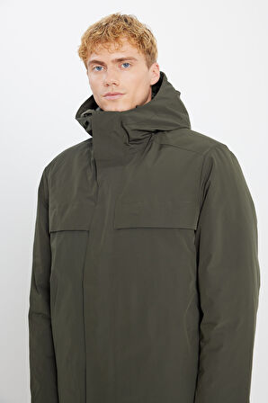 Relaxed Fit Rahat Kesim Kapüşonlu Cepli Şişme Puffer Mont