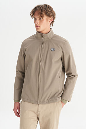 Relaxed Fit Rahat Kesim Dik Yaka Cepli İnce Bomber Ceket