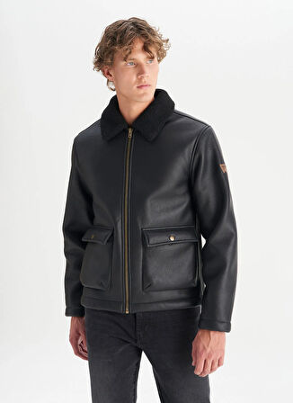 Wrangler Siyah Erkek Deri Ceket W45L0301936 Siyah Deri Ceket